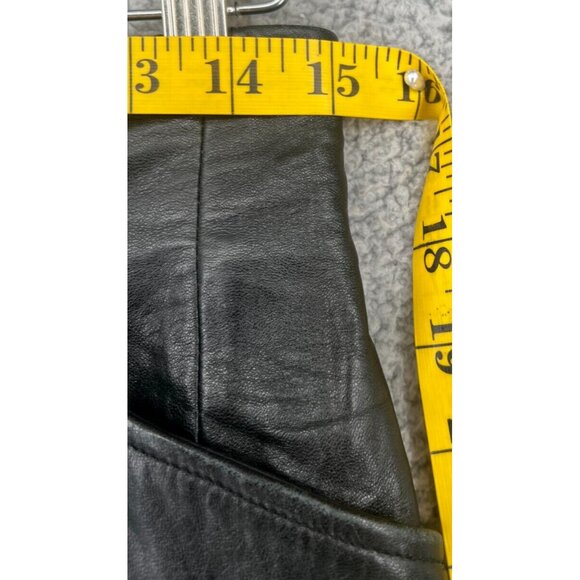 Vintage Preston & York Black 100% Leather Maxi Skirt Size 12 - Picture 4 of 9